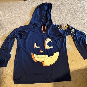 Navy Blue Halloween Hoodie with Pumpkin Design